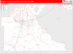 Olympia-Tumwater Metro Area Digital Map Red Line Style